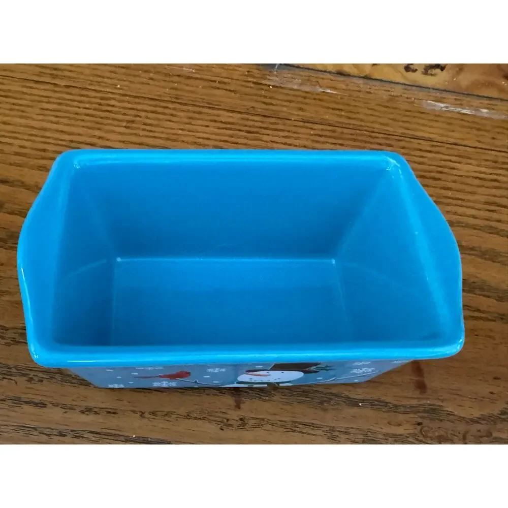 Nantucket Snowman Cardinal Mini Loaf Pan Christmas Stoneware Baker Dish